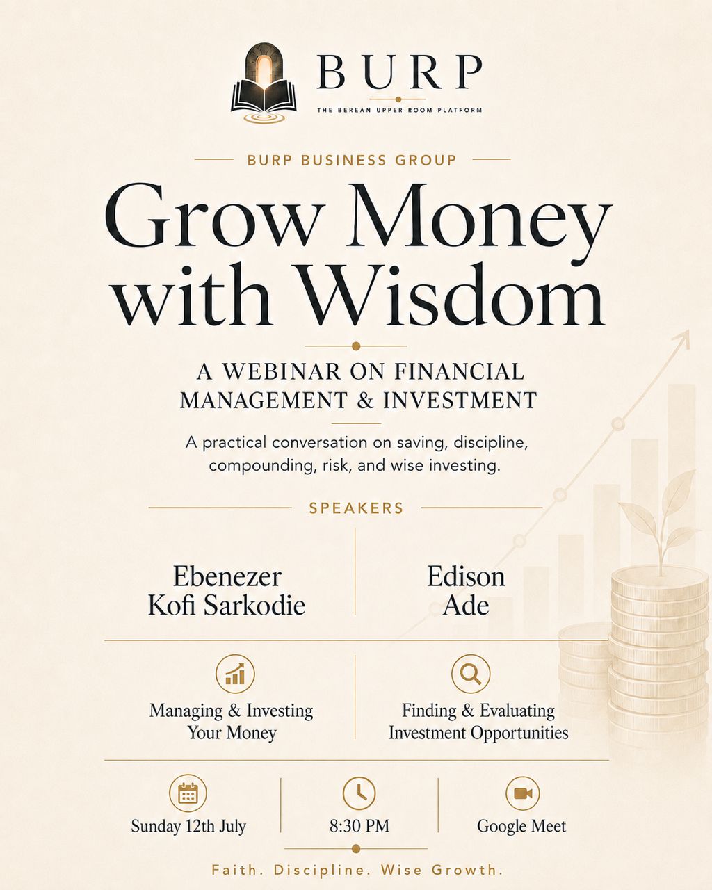 Grow Money with Wisdom. Investment and Financial Management Webinar